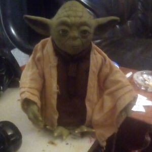 Hasbro Yoda Figure with Olive Green and Beige Robe